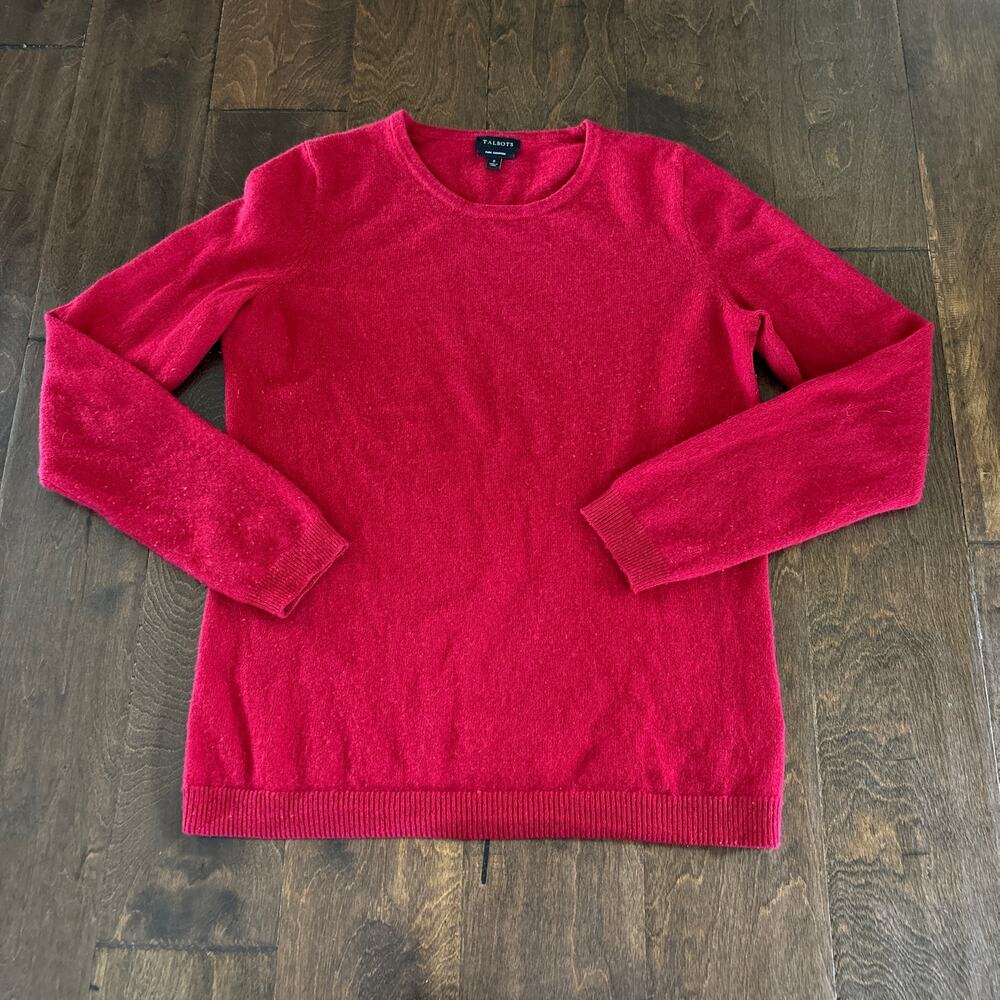 Talbots Pure Cashmere Sweater Size Small Red‎ Crewneck